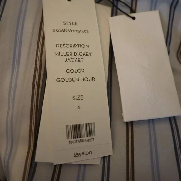 Veronica Beard Miller Dickey Blazer Denim Silver Crest Buttons Jacket Size 6 New - Picture 11 of 11